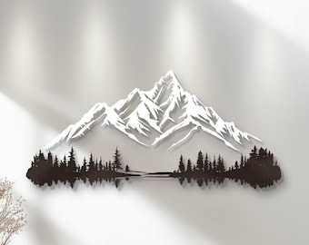 Metal Mountain Wall Art,Metal Mountain Wall Decor,Metal Mountain Forest Wall Art,Metal Nature Art,Nature Decor,Large Metal Wall Art Decor