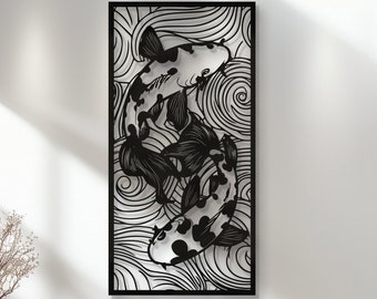 Metal Koi Wall Decor,Koi Metal Wall Art, Metal Koi Wall Decor, Zen Room Wall Decor,Meditation Decoration, Zen Meditation Wall Hangings