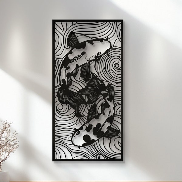 Decorazione murale in metallo con carpa koi: decorazione per la sala di meditazione zen