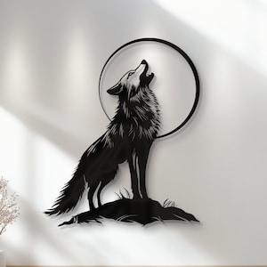 Black Wolf Metal Wall Art, Wolf Metal Wall Art, Wolf, Wolf Art, Wolf Decor,  Unique Wildlife Decor, Animal Art, Large Room Outdoor Decor