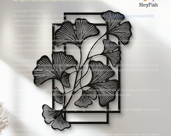 Metal Ginkgo Wall Decor: Modern Steel Leaf Art, Home Hanging Decoration