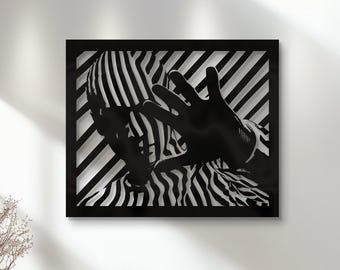 Metal Optical Illusion Human Wall Art: Visual Line Portrait Decor