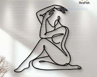 Metal Line Woman Wall Art: Visual Line Portrait Decor