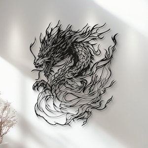 Black Dragon Metal Wandbild: Einzigartiges Wildtier Dekor