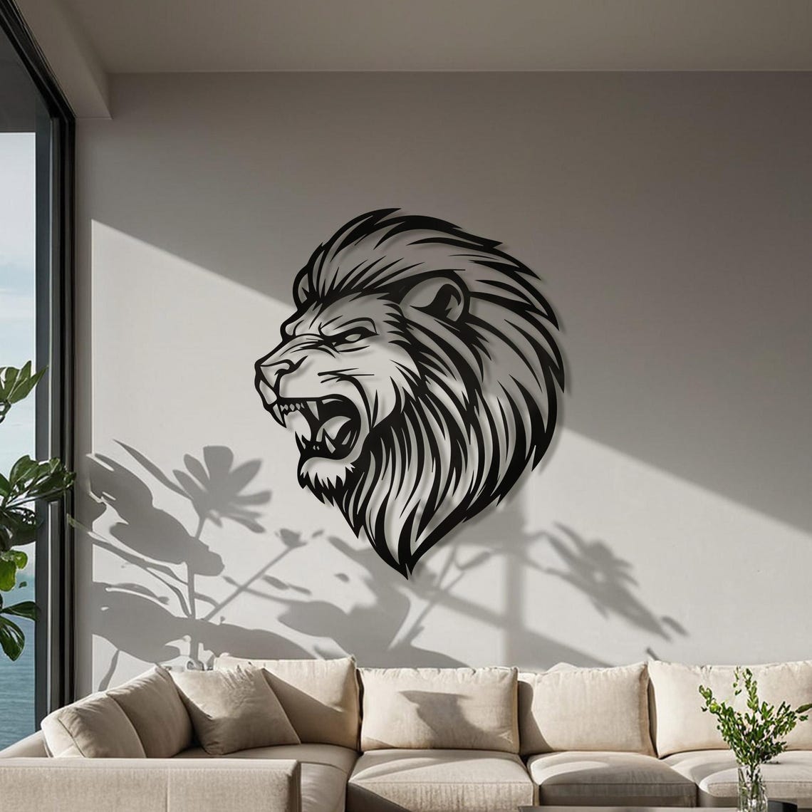 Lion Posts Metal Metal Lion Head Wall Art, Modern Farmhouse Decor - Etsy