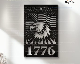 1776 Eagle American Flag Metal Wall Art, Patriotic Decor for Home Man Cave