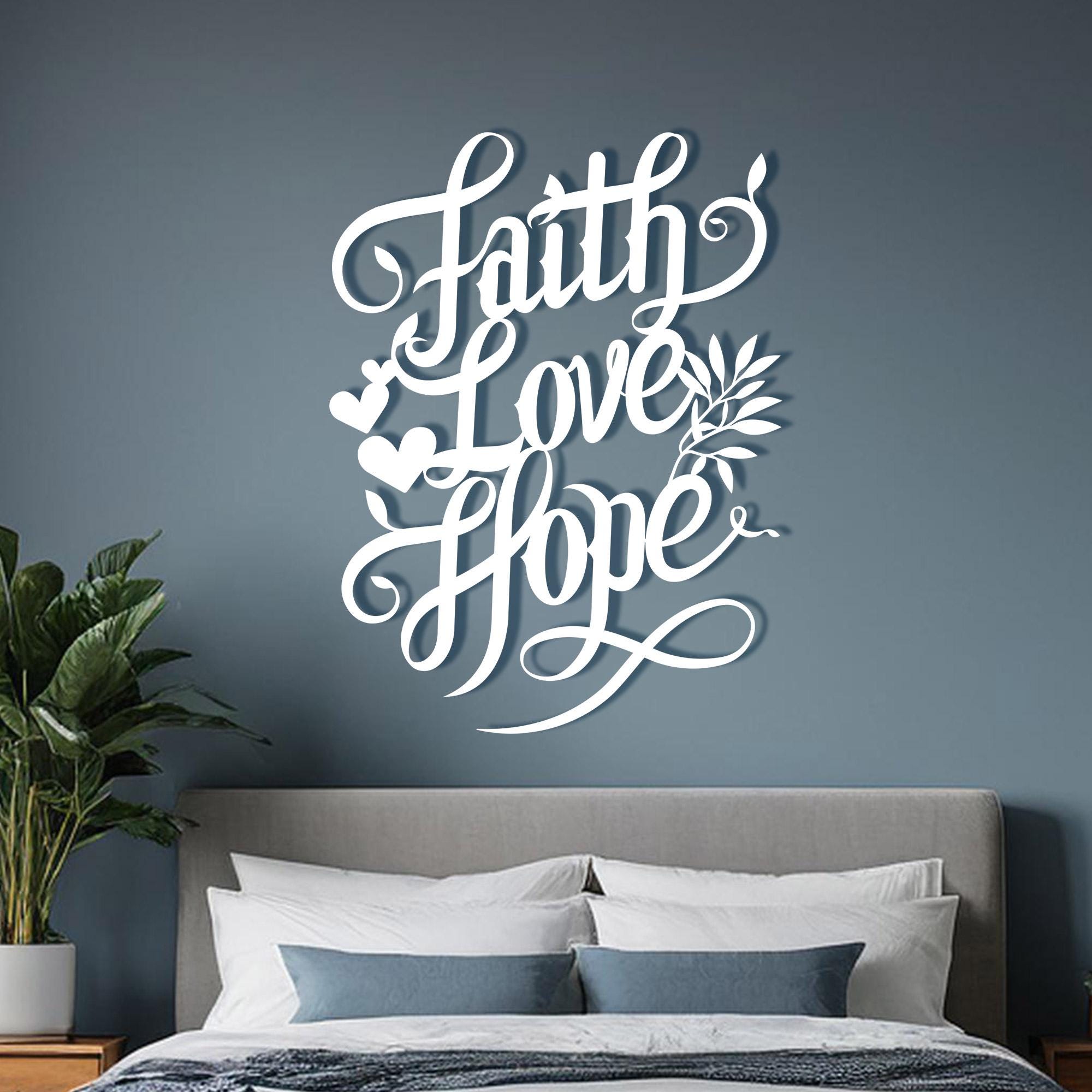 Faith Love Hope Metal Wall Decor: Christian Home Sign - Etsy
