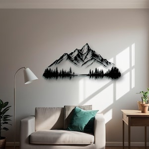 Metal Mountain Forest Wall Art: Nature Decor - Etsy