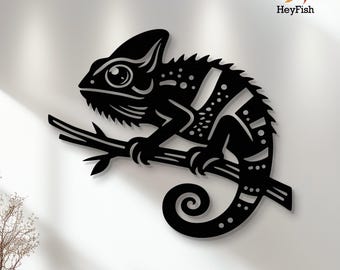 Metal Chameleon Wall Art: Anole Silhouette, Abstract Lizard Decor, Animal Lover Gifts