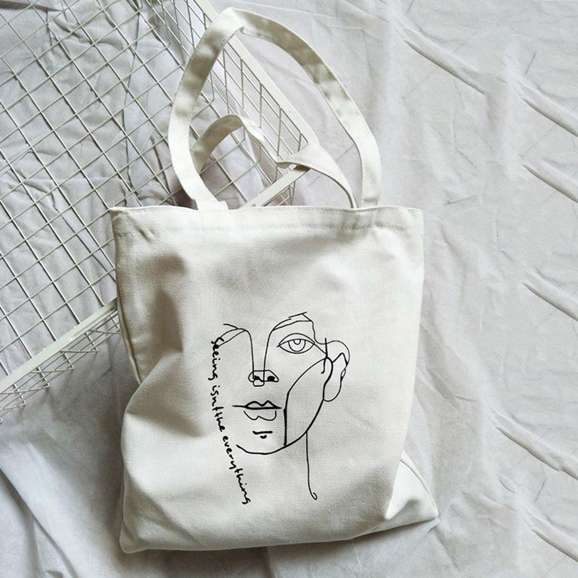 Minimalism canvas shoulder bags embossed handbag casual tote Etsy