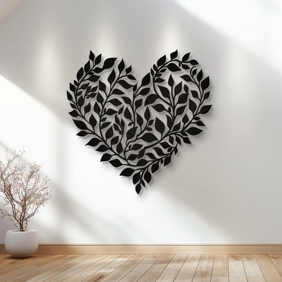 Decoración De Pared Corazón Infinito - Metal Negro - 40x35 Cm - Adorno Geométrico Moderno