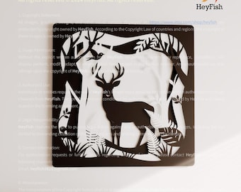 Forest Deer Metal Wall Decor, Multi-layer Steel Art, Animal Lover Gifts, Nature Home Hanging,