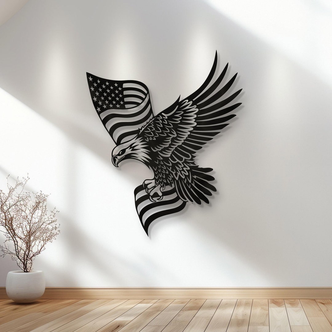 Metal Eagle American Flag Wall Art: Patriotic Decor - Etsy
