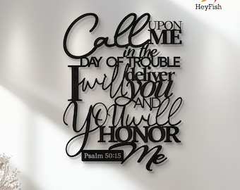 Metal Christian Wall Decor: Psalm 50-15 Bible Verse Sign