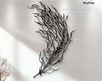 Metal Feather Wall Art: LineArt Decor, Home Hanging Decoration