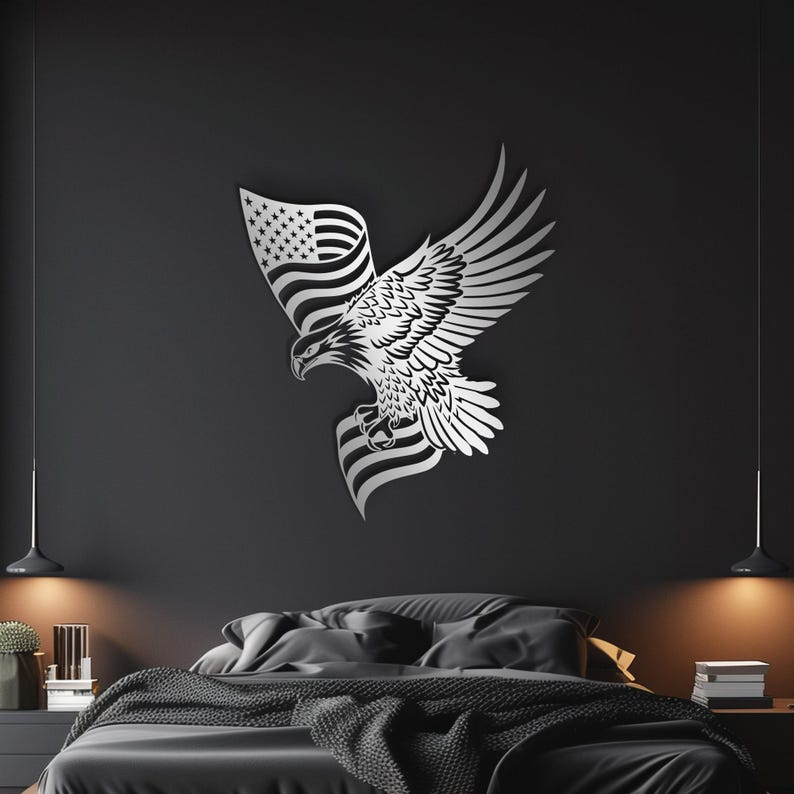 Metal Eagle American Flag Wall Art: Patriotic Decor - Etsy