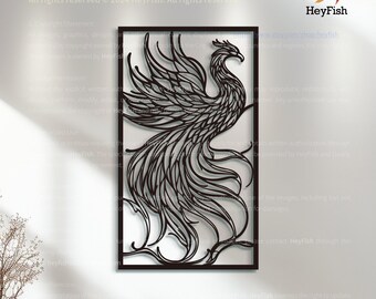 Metal Phoenix Wall Art: Fantasy Creatures Decoration, Imaginary Animal Decor