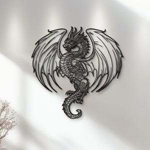 Black Dragon Metal Wandbild: Einzigartiges Wildtier Dekor