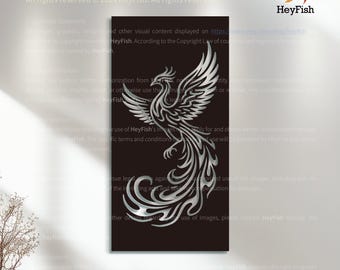Large Steel Metal Phoenix - themed Decorative Privacy Art Panels