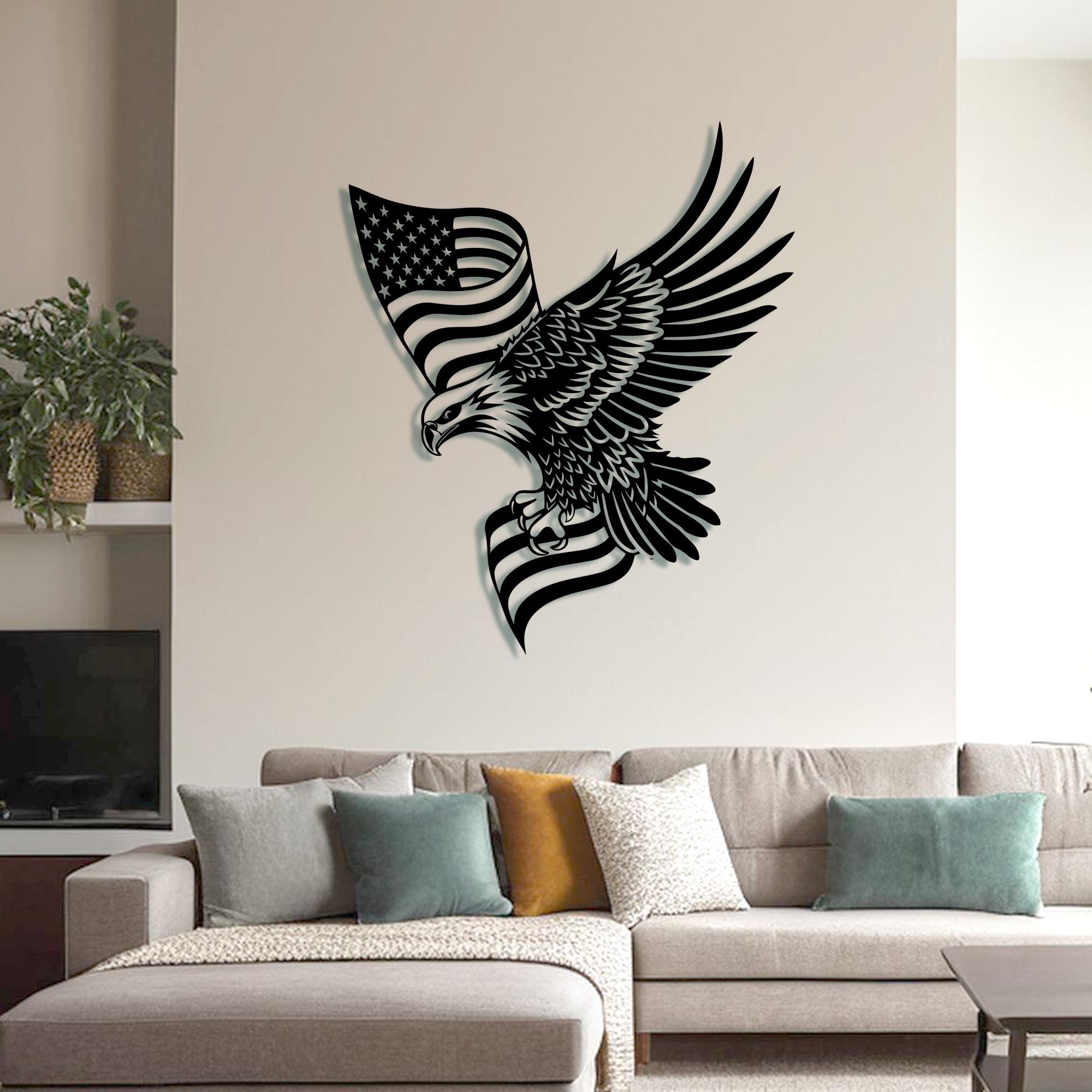 Metal Eagle American Flag Wall Art: Patriotic Decor - Etsy