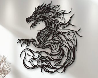 Black Dragon Metal Wall Art, Dragon Metal Wall Art, Dragon, Dragon Art, Dragon Decor,  Unique Wildlife Decor, Animal Art, Room Decor