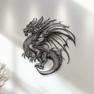 Black Dragon Metal Wandbild: Einzigartiges Wildtier Dekor