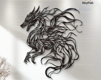 Black Dragon Metal Wall Art: Unique Fantasy Creatures Decor