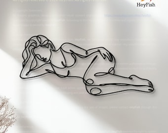 Metal Line Draw Woman Wall Art: Visual Line Portrait Decor