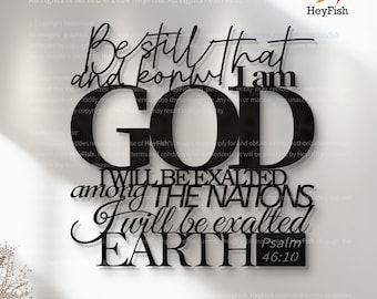 Psalm 46:10 Metal Wall Art, Bible Verse Scripture Decor for Christian Home Space