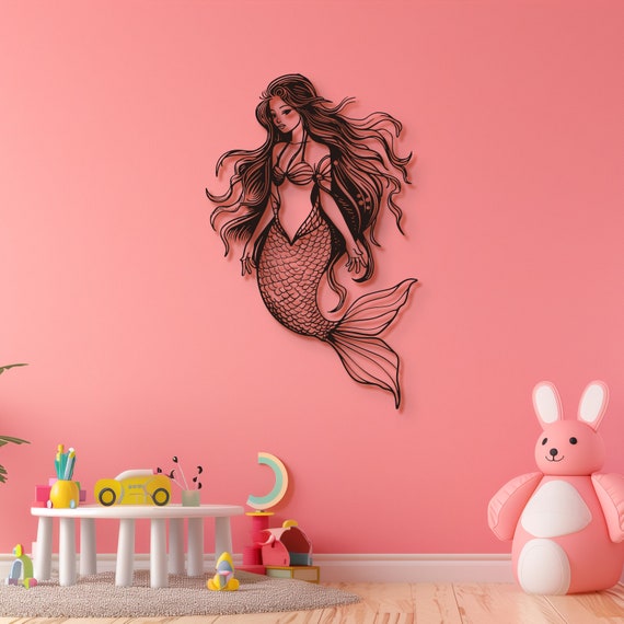 Kunststoffen - Zeemeermin - Vrouw - Wanddecoratie kopen