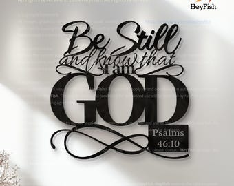 Christian Metal Jesus - themed Psalm 46:10 Bible Verse Home Wall Ornament