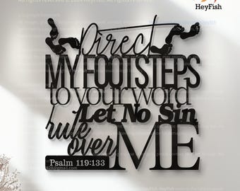 Psalm 119:133 Metal Wall Art, Bible Verse Scripture Decor for Christian Home
