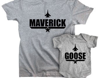 Father and Child Maverick and Goose Shirt and Romper Two Piece Set