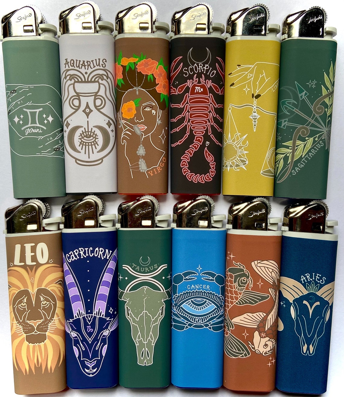 Zodiac Art Lighters Original Art Lighter Pack Choose Your Etsy