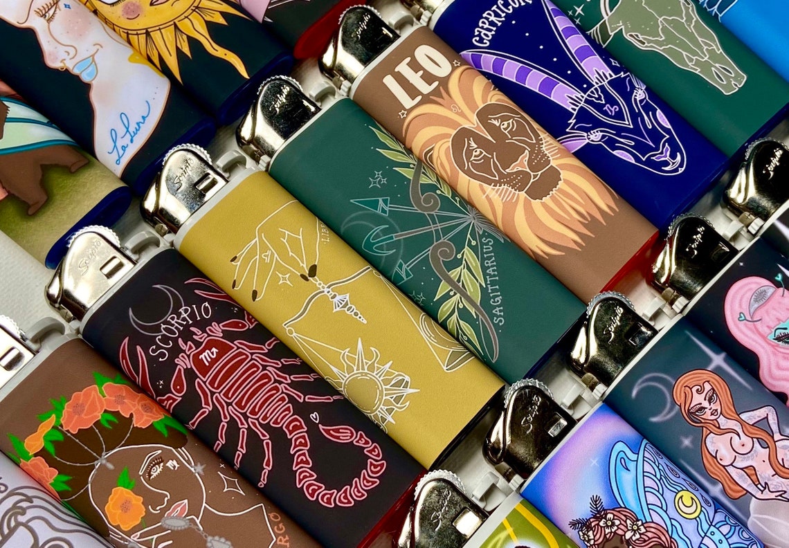 ZODIAC LIGHTERS Art Lighters Custom Astrological Sun Sign Etsy
