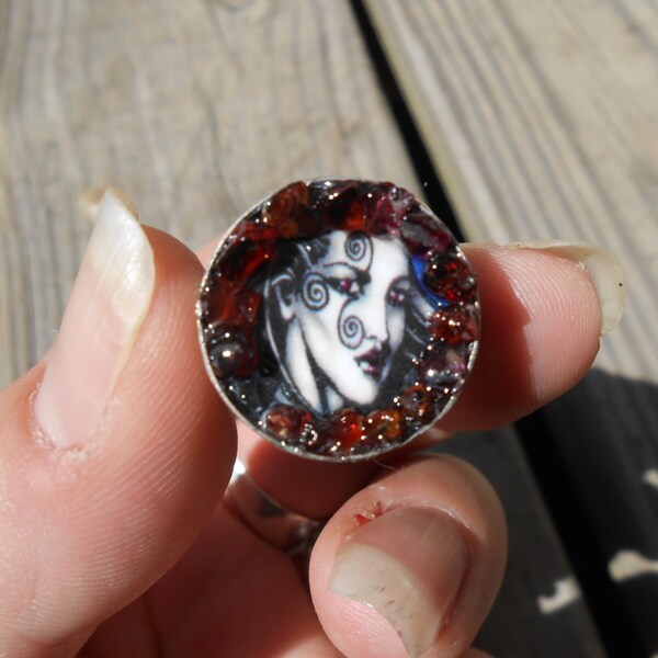 Handmade Morrigan Ring With Garnets