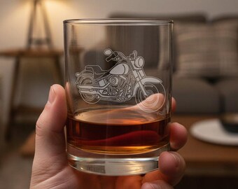 Motorcycle 13oz Whiskey Glass - Deep Sand Etched Personalized Gift