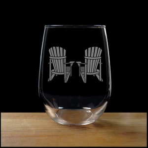 Adirondack Chairs Stemless Wine Glass - Perfect Retirement Gift