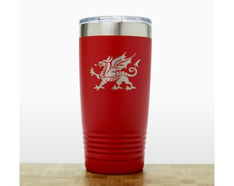 Personalized Welsh Dragon Insulated Tumbler: Laser Engraved 20oz Travel Mug