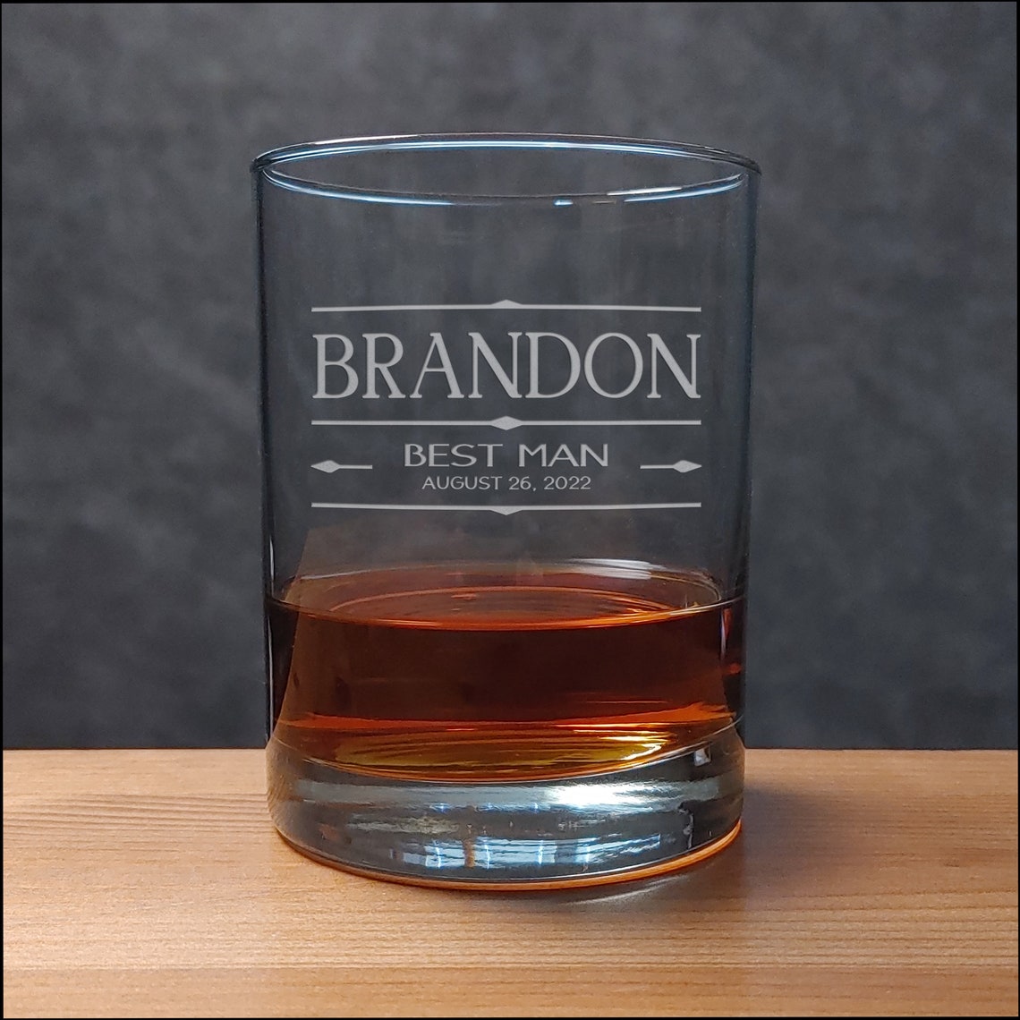 Best Man Whiskey Glass Groomsman Etched Personalized Gift Etsy