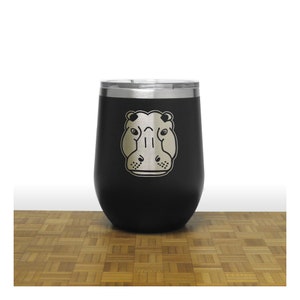 Hippo Head 12oz Engraved Insulated Stemless Wine Tumbler with Lid Personalized Gift Free Personalization image 5