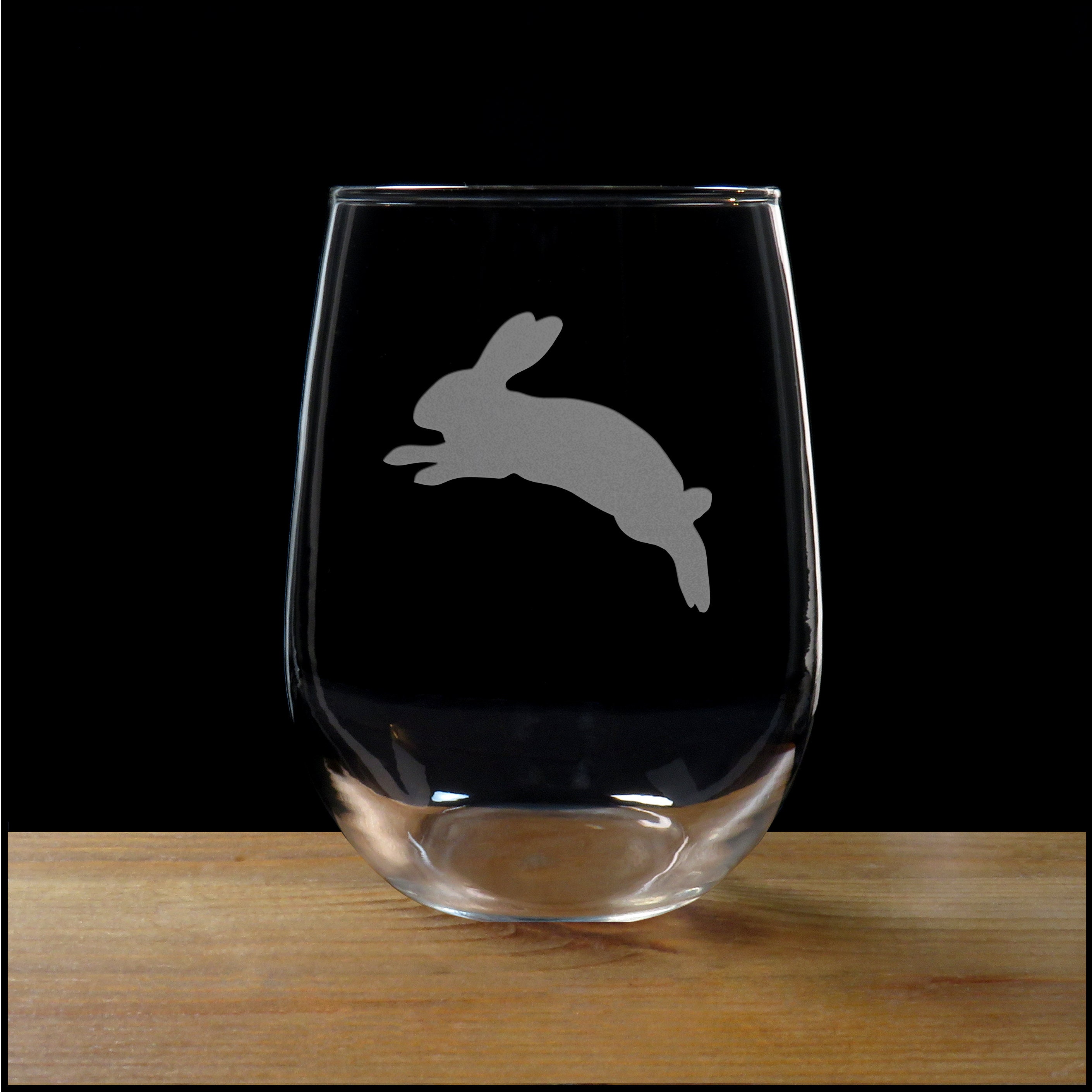 Wine Rabbit Shape Rabbit Etched Stemless Wine Glass - Design 2 - Free Personalization ...