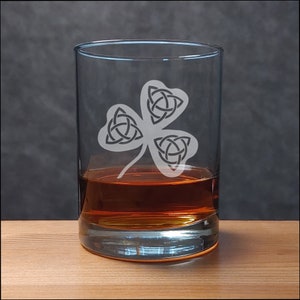 Celtic Shamrock Engraved 13oz Whisky Glass - Free Personalization - Personalized Gift