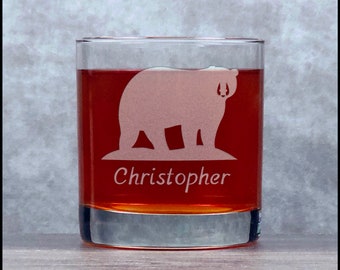 Bear Engraved 11oz Whiskey Glass - Deeply  Etched Rocks Glass - Wildlife Personalized Gift - Free Personalization