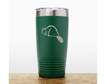 Beaver Engraved 20oz Insulated Travel Mug - Animal Laser Engraved Travel Mug - Stainless Steel Polar Camel Tumbler