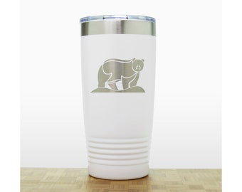 Bear Engraved Insulated 20oz Travel Mug - Design 3 - Quality Personalized Laser Engraved Animal Stainless Steel Tumbler