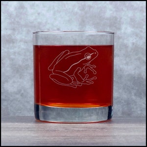 Frog Engraved 11oz Whiskey Glass Deeply Etched Rocks Glass Free Personalization Aquatic Personalized Gift image 7