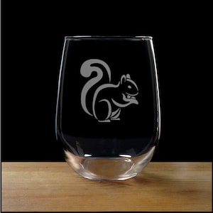 Squirrel  Stemless Wine Glass - Personalized Gift - Free Personalization