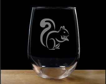 Squirrel  Stemless Wine Glass - Personalized Gift - Free Personalization