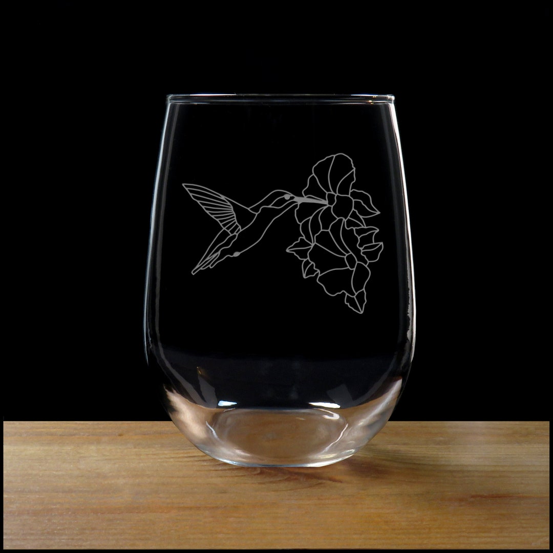 Hummingbird Stemless Wine Glass Free Personalization - Etsy